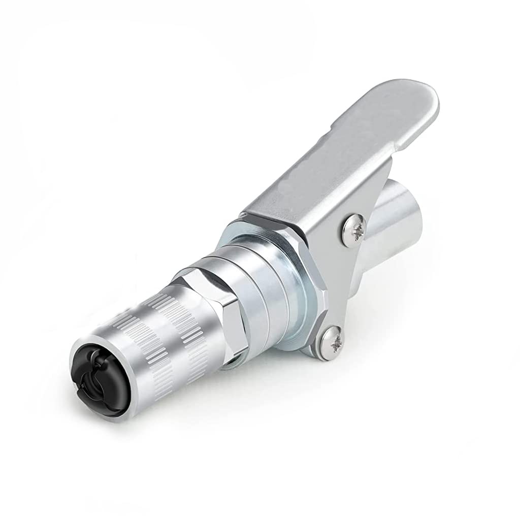 ZIBUYU Grease Gun Coupler, Upgrade to 14000 PSI Heavy Duty Quick Lock and Release Grease Couplers, No Pop Off & No Leak, Compatible with All 1/8 ZIBUYU Grease Gun Coupler, Upgrade to 14000 PSI Heavy Duty Quick Lock and Release Grease Couplers, No Pop Off & No Leak, Compatible with All 1/8